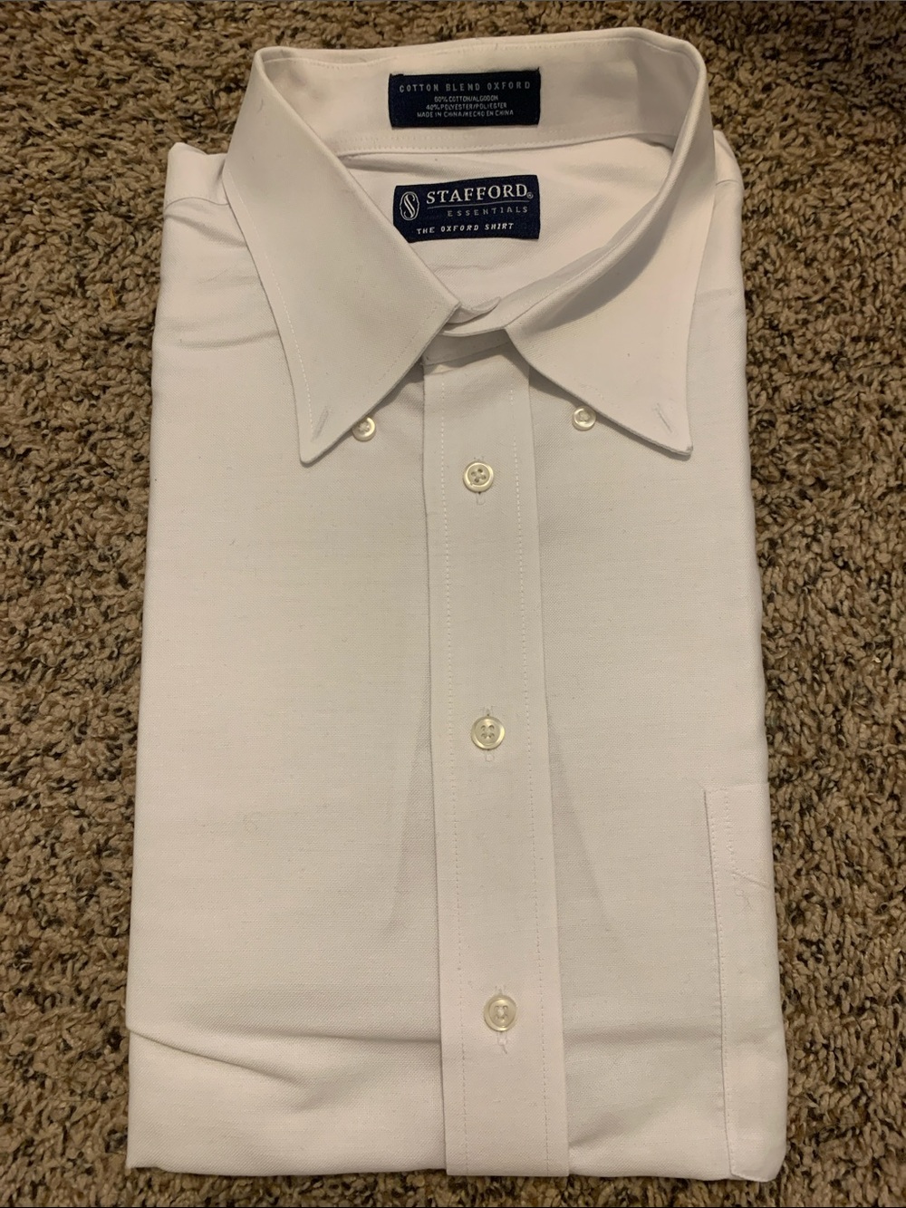 Stafford White Oxford Button-Down Dress Shirt